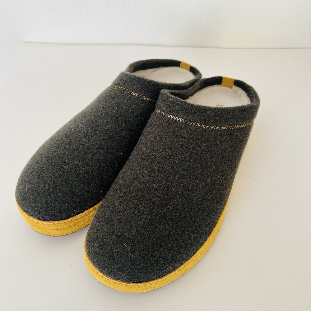 Olukai Hamani Hulu Mens 12 Slippers Green Slip On Shoes Wool Warm